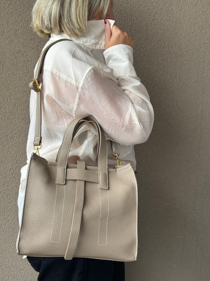 Borsa a mano in simil pelle- JOLIE- TAUPE